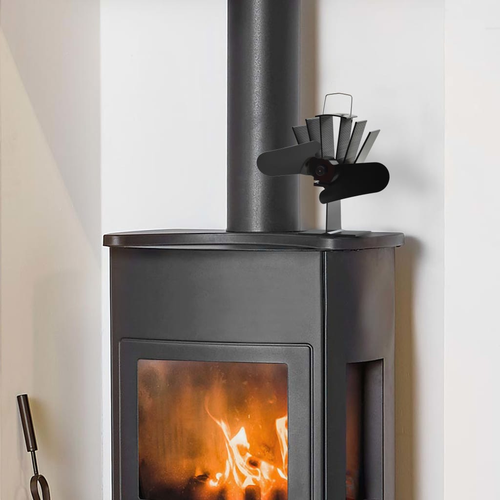 Ofenventilator Wärmebetrieben 2 Blätter Schwarz 21 x 12.5 x 21.5 cm (2 Flügel)