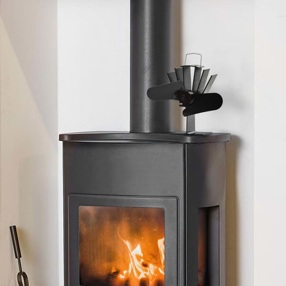 Ofenventilator Wärmebetrieben 2 Blätter Schwarz 21 x 12.5 x 21.5 cm (2 Flügel)