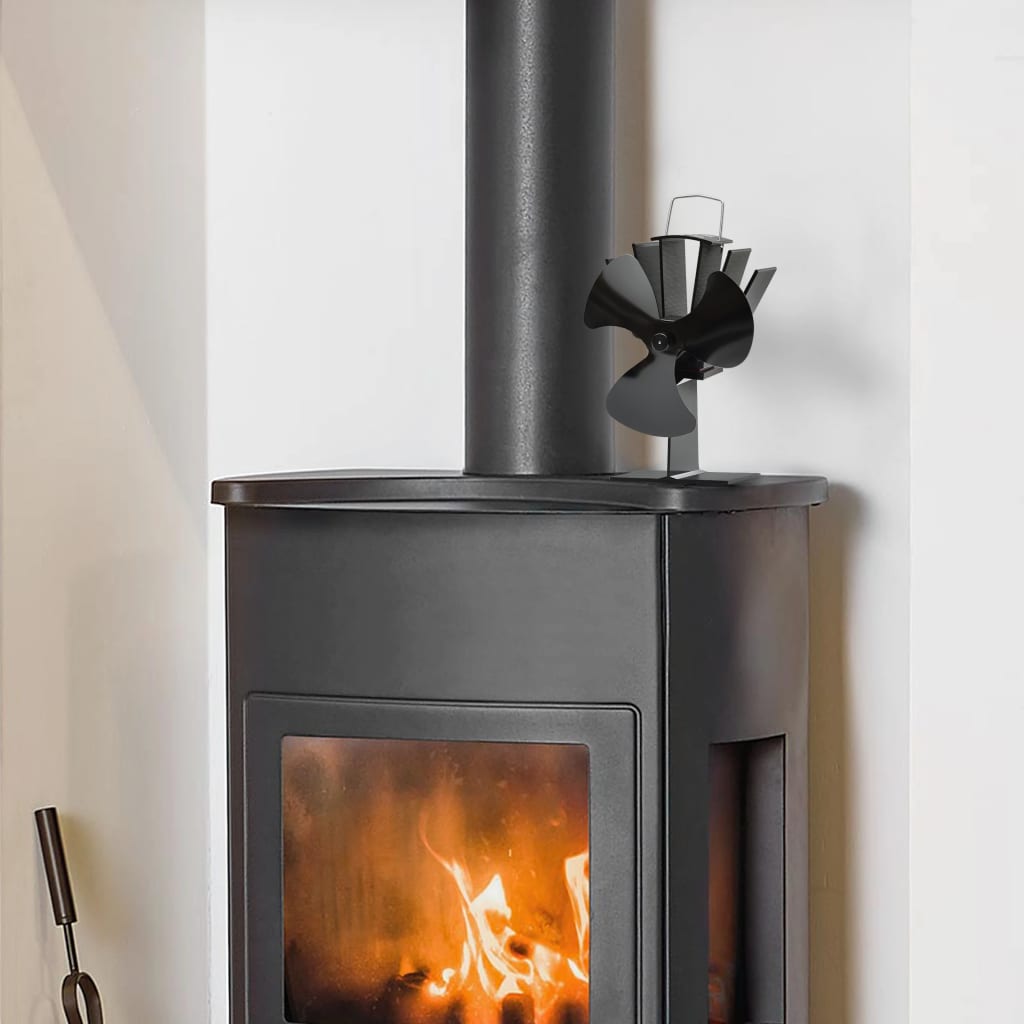 Ofenventilator Wärmebetrieben 3 Blätter Schwarz 14.5 x 12 x 21.5 cm (3 Flügel)