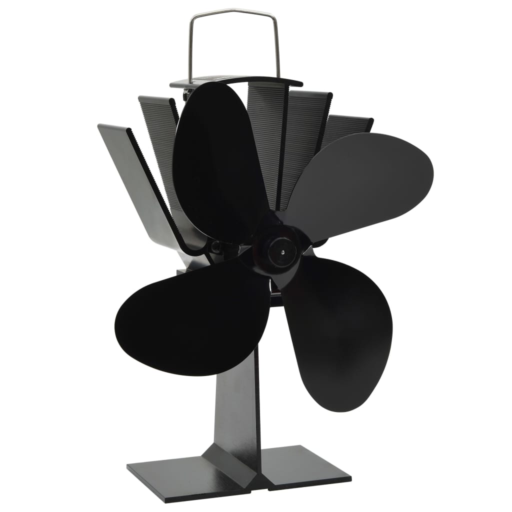 Ofenventilator Wärmebetrieben 4 Blätter Schwarz 18 x 11.5 x 21.5 cm (4 Flügel)