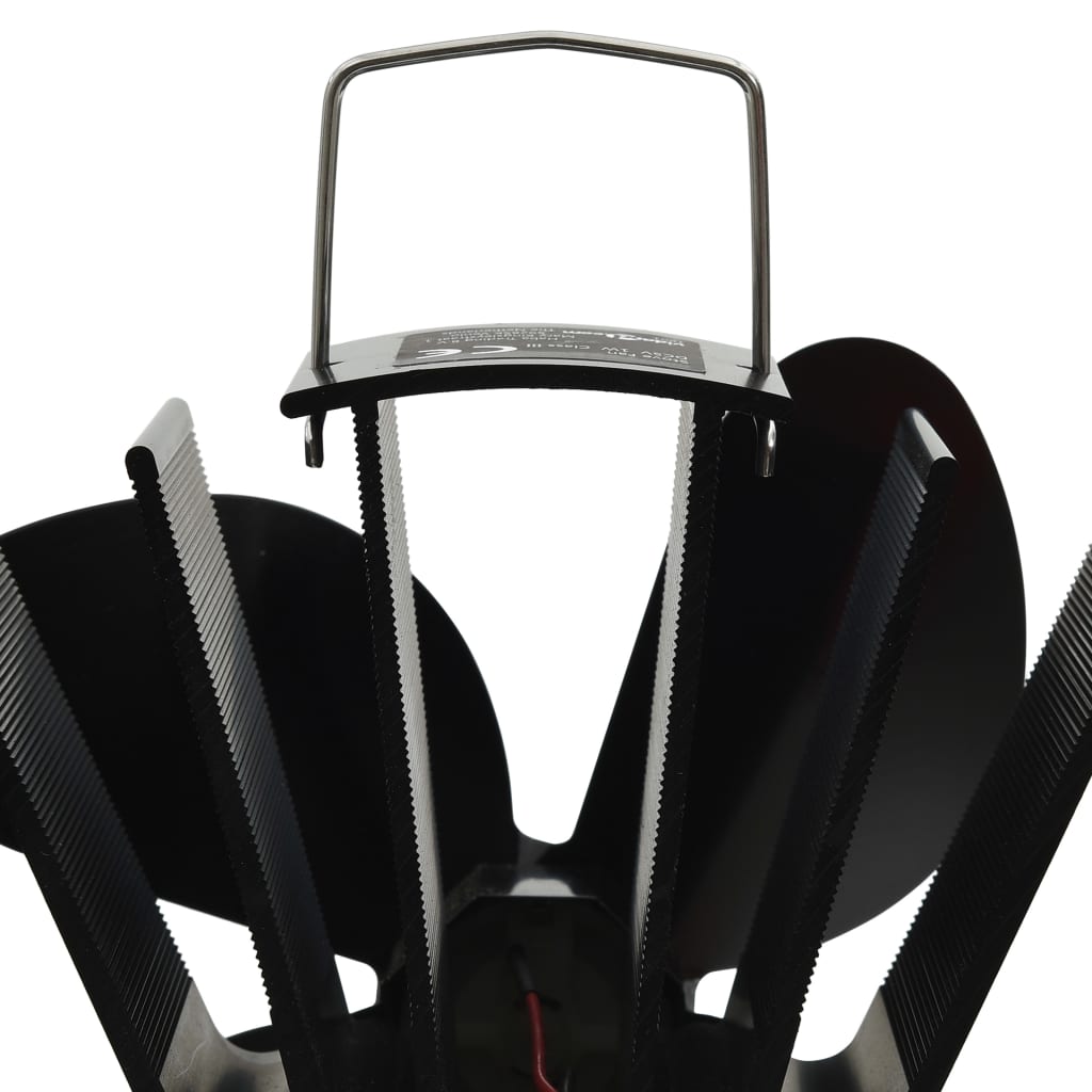 Ofenventilator Wärmebetrieben 4 Blätter Schwarz 18 x 11.5 x 21.5 cm (4 Flügel)
