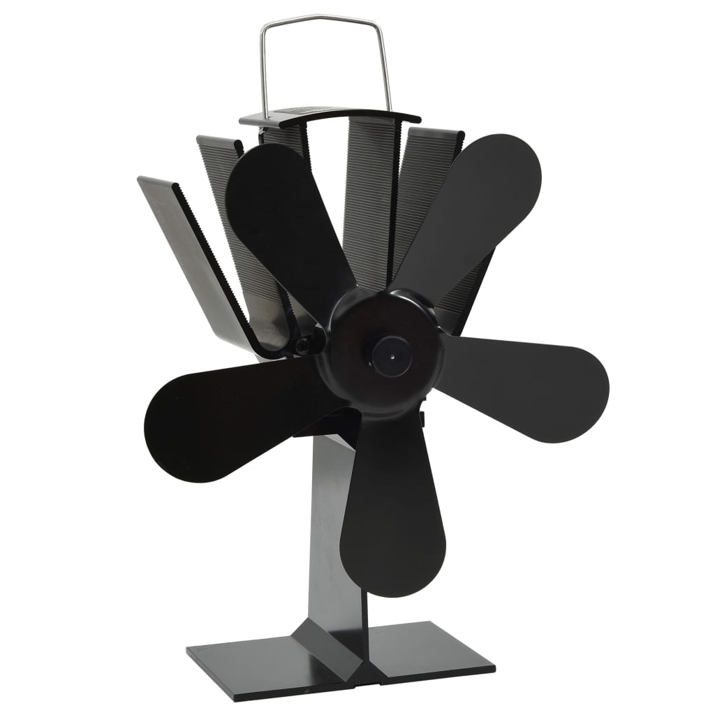 Ofenventilator Wärmebetrieben 5 Blätter Schwarz 16 x 11 x 21.5 cm (5 Flügel)