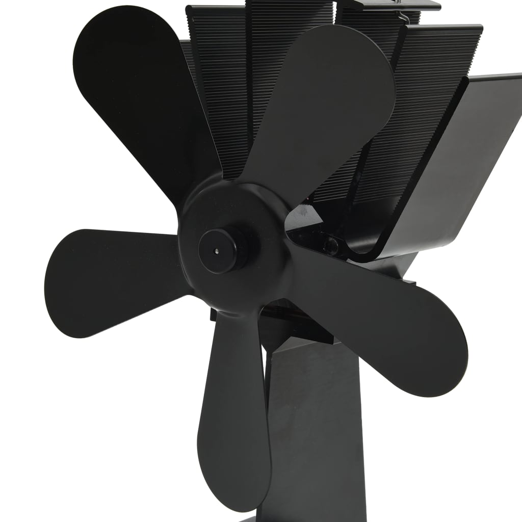 Ofenventilator Wärmebetrieben 5 Blätter Schwarz 16 x 11 x 21.5 cm (5 Flügel)