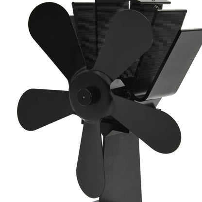 Ofenventilator Wärmebetrieben 5 Blätter Schwarz 16 x 11 x 21.5 cm (5 Flügel)