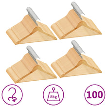 100 Stk. Kleiderbügel-Set Rutschfest Hartholz Braun