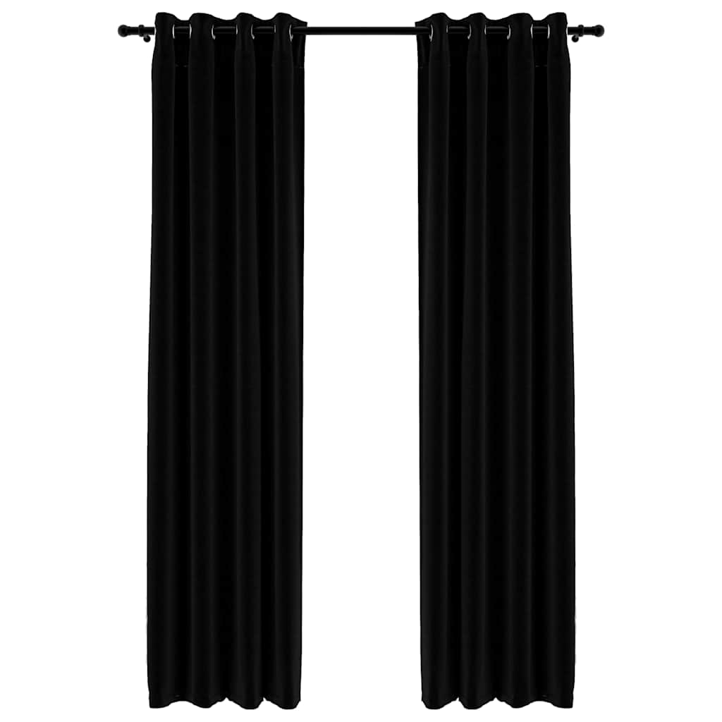 Verdunkelungsvorhänge Ösen Leinenoptik 2 Stk. Schwarz 140x225cm