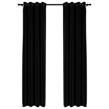 Verdunkelungsvorhänge Ösen Leinenoptik 2 Stk. Schwarz 140x225cm