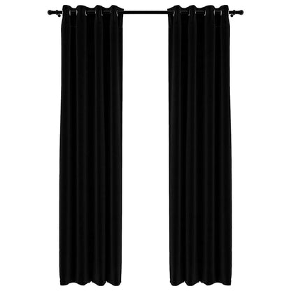 Verdunkelungsvorhänge Ösen Leinenoptik 2 Stk. Schwarz 140x225cm
