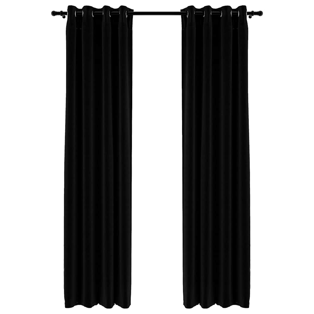 Verdunkelungsvorhänge Ösen Leinenoptik 2 Stk. Schwarz 140x245cm