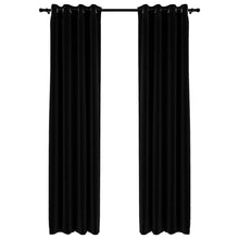 Verdunkelungsvorhänge Ösen Leinenoptik 2 Stk. Schwarz 140x245cm