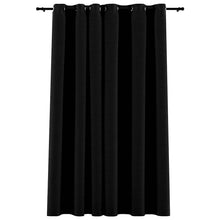 Verdunkelungsvorhang mit Ösen Leinenoptik Schwarz 290x245 cm