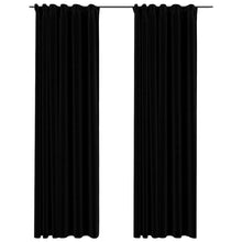Verdunkelungsvorhänge Haken Leinenoptik 2Stk. Schwarz 140x225cm