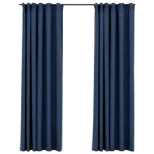 Verdunkelungsvorhänge Haken Leinenoptik 2 Stk. Blau 140x225cm