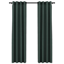 Verdunkelungsvorhänge Ösen Leinenoptik 2 Stk. Grün 140x225 cm