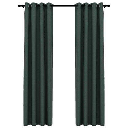 Verdunkelungsvorhänge Ösen Leinenoptik 2 Stk. Grün 140x225 cm