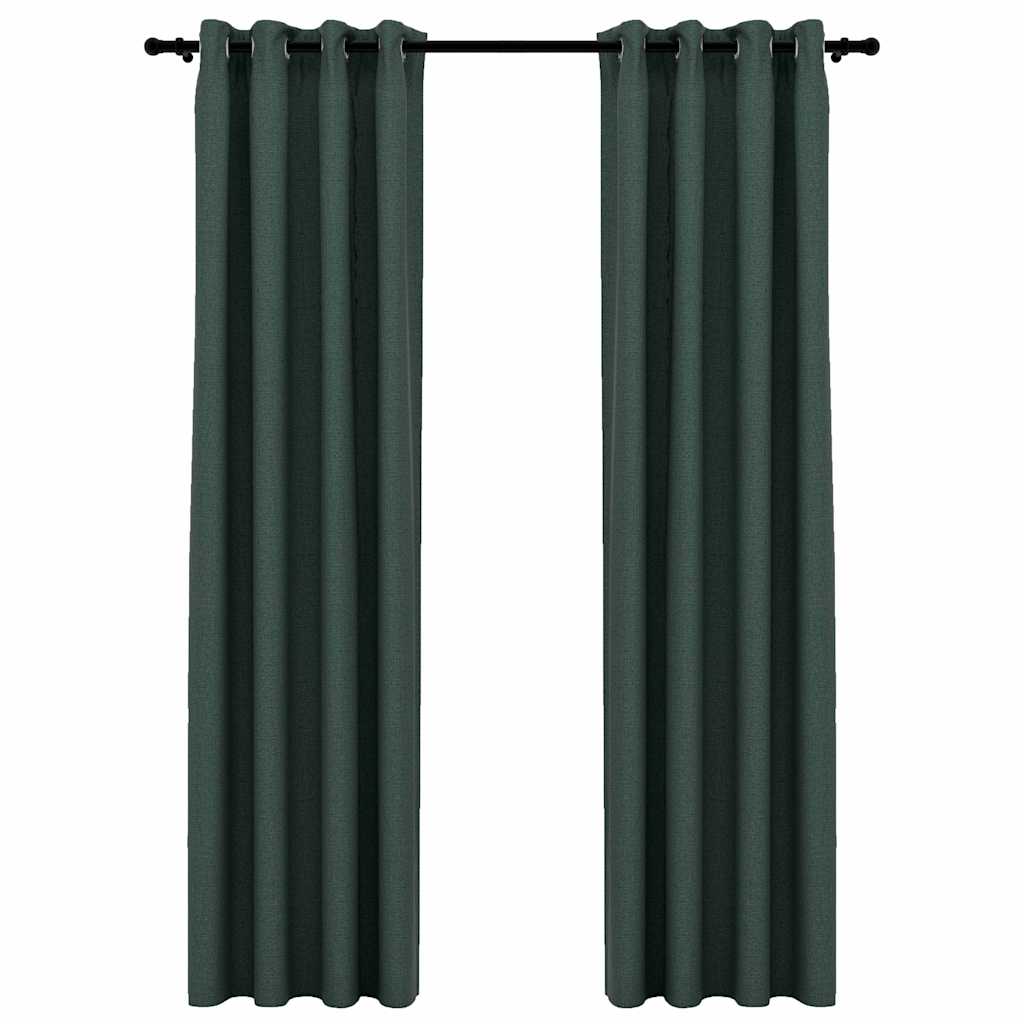 Verdunkelungsvorhänge Ösen Leinenoptik 2 Stk. Grün 140x245 cm