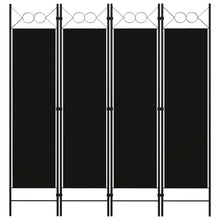 4-tlg. Raumteiler Schwarz 160 x 180 cm
