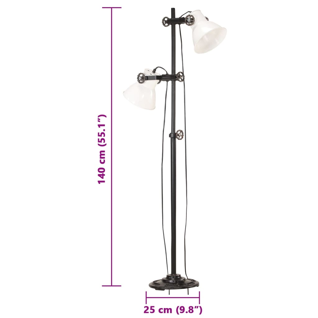 Stehlampe 2-flammig Weiß E27 Gusseisen