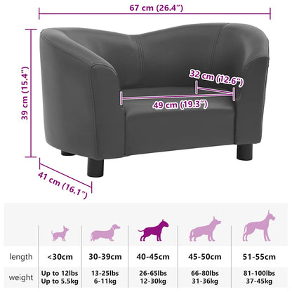 Hundesofa Grau 67x41x39 cm Kunstleder