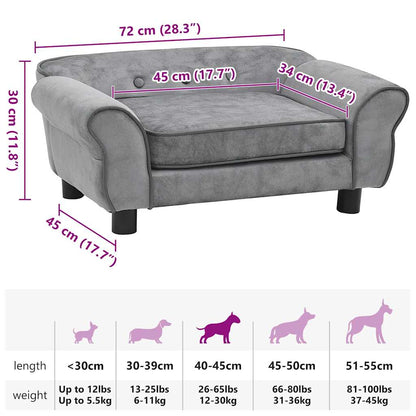Hundesofa Grau 72x45x30 cm Plüsch