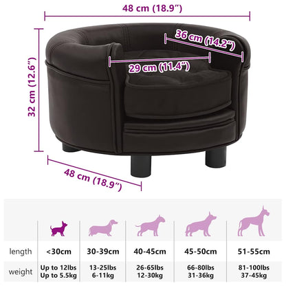Hundesofa Braun 48x48x32 cm Plüsch und Kunstleder