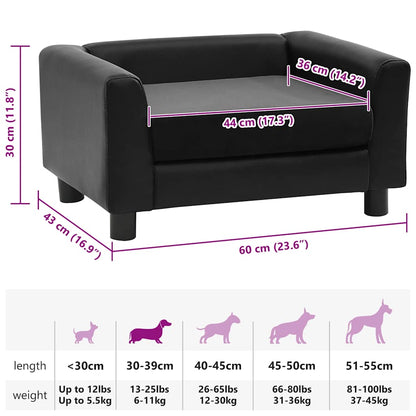 Hundesofa Schwarz 60x43x30 cm Plüsch und Kunstleder