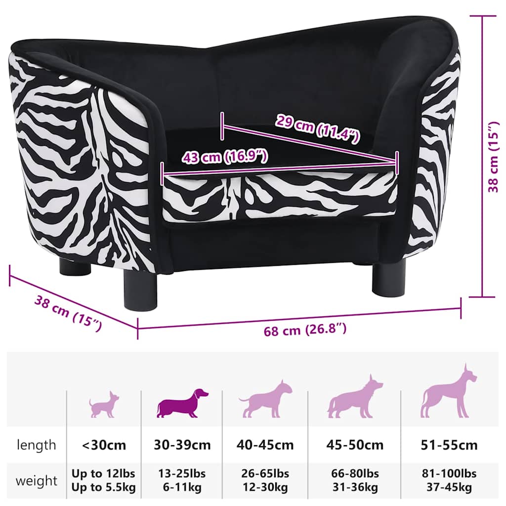 Hundesofa Schwarz 68x38x38 cm Plüsch