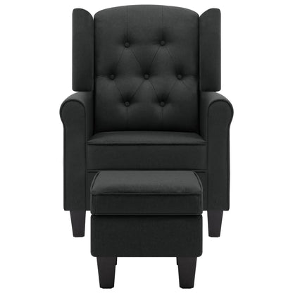 Sessel mit Fußhocker Dunkelgrau Stoff