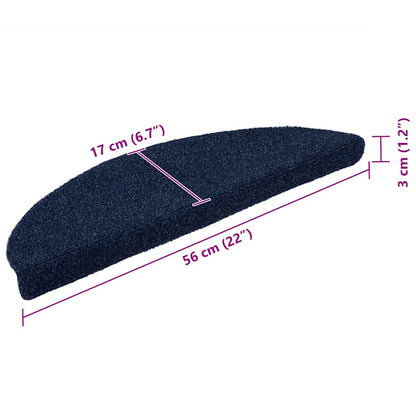 Stufenmatten Selbstklebend 15 Stk. 56x17x3 cm Marineblau Halbrund