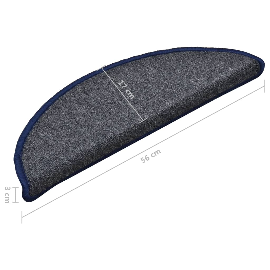 Stufenmatten 15 Stk. 56x17x3 cm Dunkelgrau und Blau Halbrund