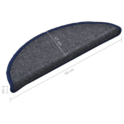 Stufenmatten 15 Stk. 56x17x3 cm Dunkelgrau und Blau Halbrund