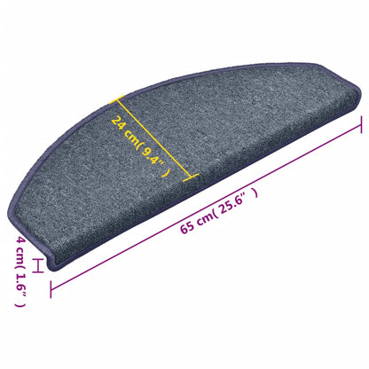 Stufenmatten 15 Stk. 65 x 24 x 4 cm Dunkelgrau und Blau Halbrund Groß