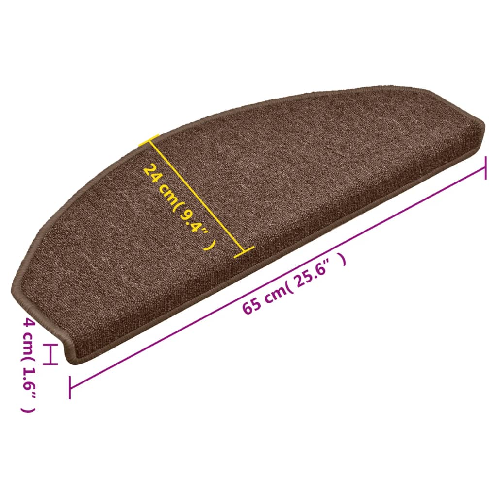 Stufenmatten 15 Stk. 65x24x4 cm Braun Halbrund Groß