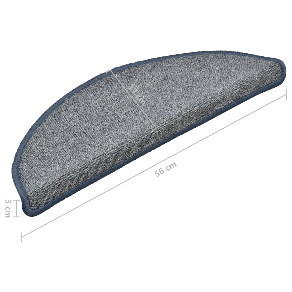 Stufenmatten 15 Stk. 56x17x3 cm Hellgrau und Blau Halbrund