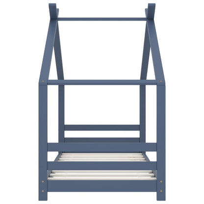 Kinder-Bettgestell Grau Massivholz Kiefer 80x160 cm