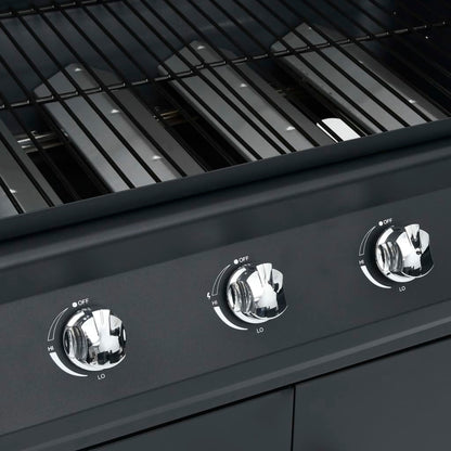 Gasgrill 4+1 Flammen Schwarz Stahl