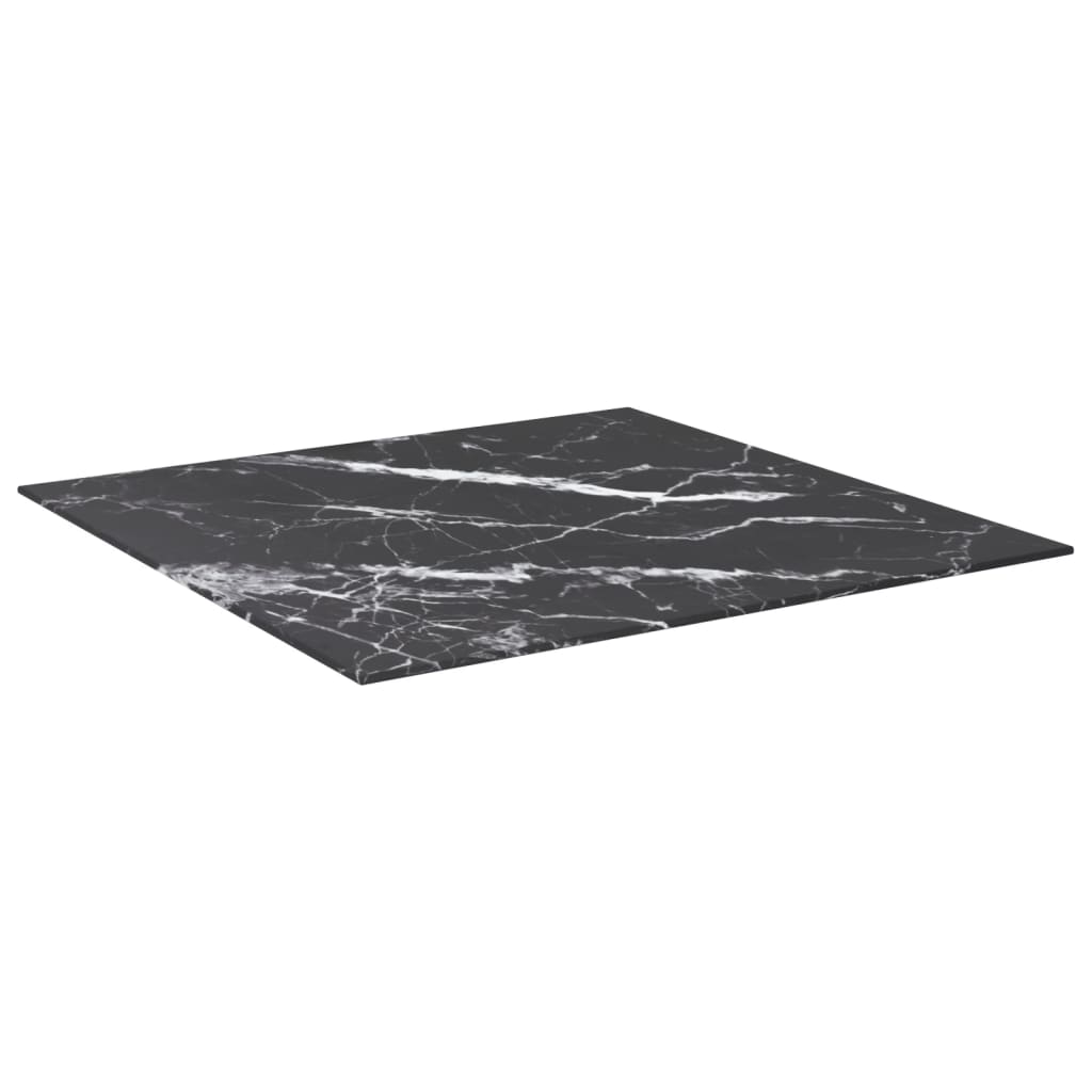 Tischplatte Schwarz 70x70 cm 6 mm Hartglas in Marmoroptik