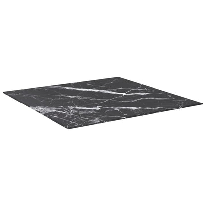 Tischplatte Schwarz 70x70 cm 6 mm Hartglas in Marmoroptik