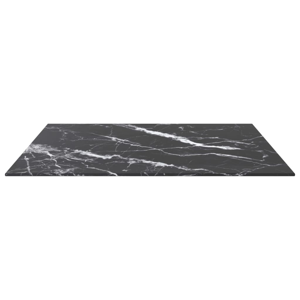 Tischplatte Schwarz 70x70 cm 6 mm Hartglas in Marmoroptik