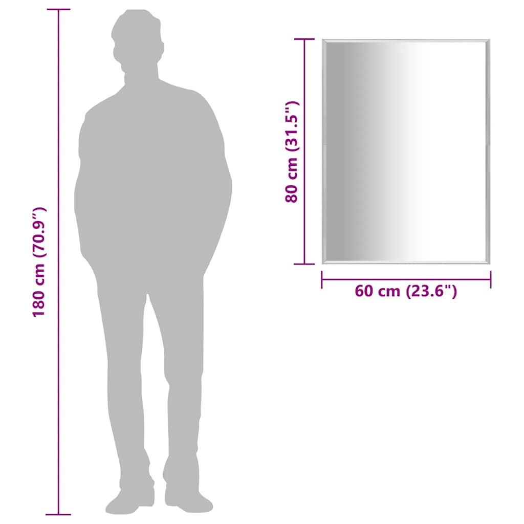 Spiegel Silbern 80x60 cm