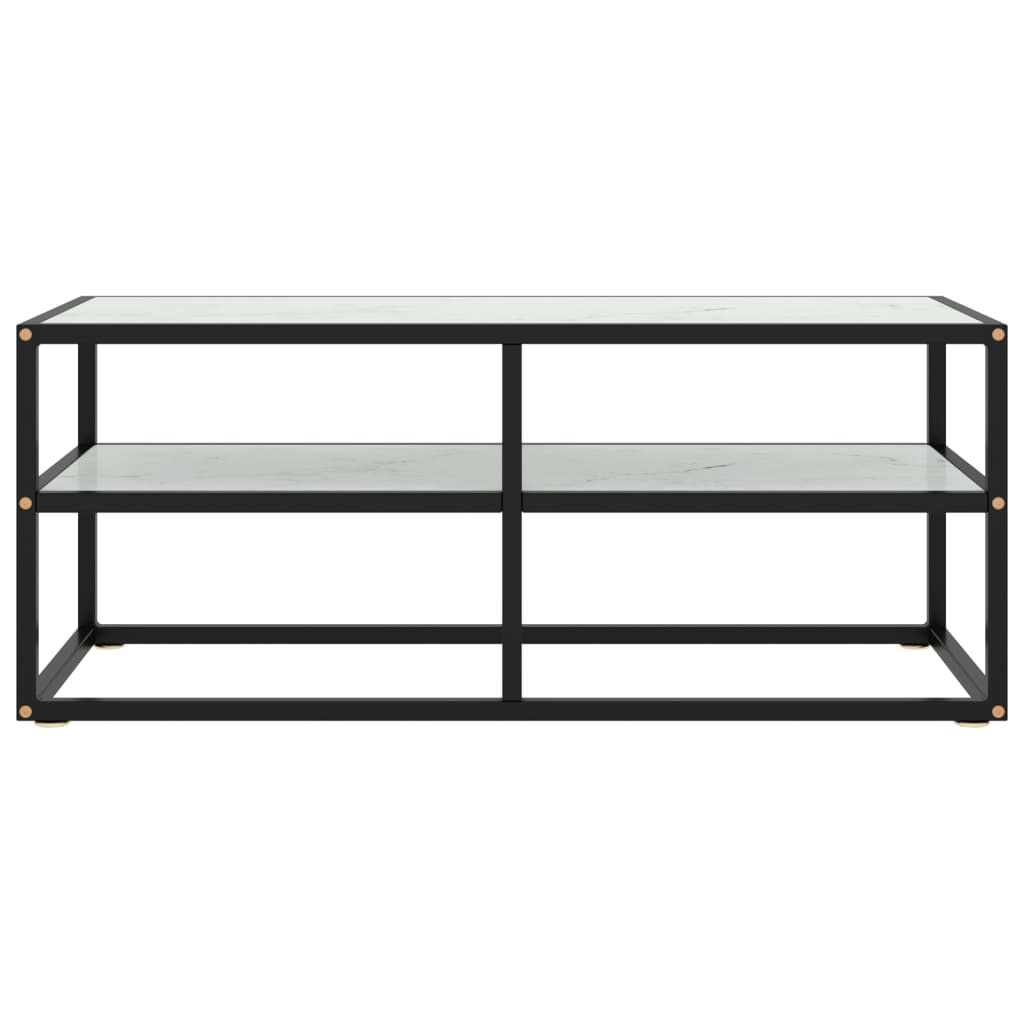 TV-Schrank Schwarz mit Hartglas Marmor-Optik 100x40x40 cm