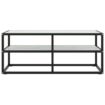 TV-Schrank Schwarz mit Hartglas Marmor-Optik 100x40x40 cm