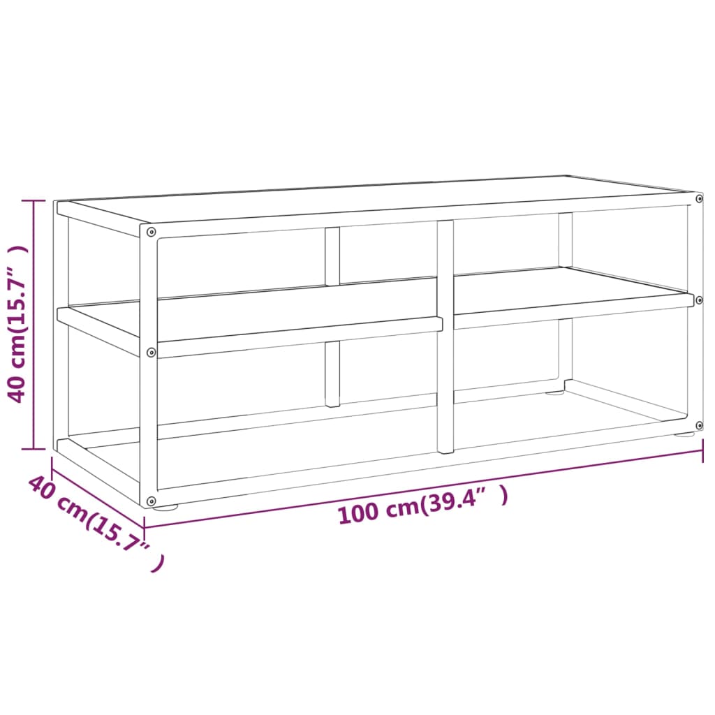 TV-Schrank Schwarz mit Hartglas Marmor-Optik 100x40x40 cm