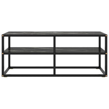 TV-Schrank Schwarz mit Schwarzer Marmor-Optik Glas 100x40x40 cm