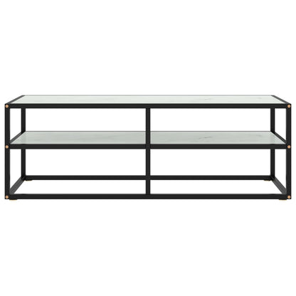 TV-Schrank Schwarz mit Hartglas Marmor-Optik 120x40x40 cm