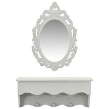 Wandregal mit Spiegel und Haken für Schlüssel & Schmuck Grau