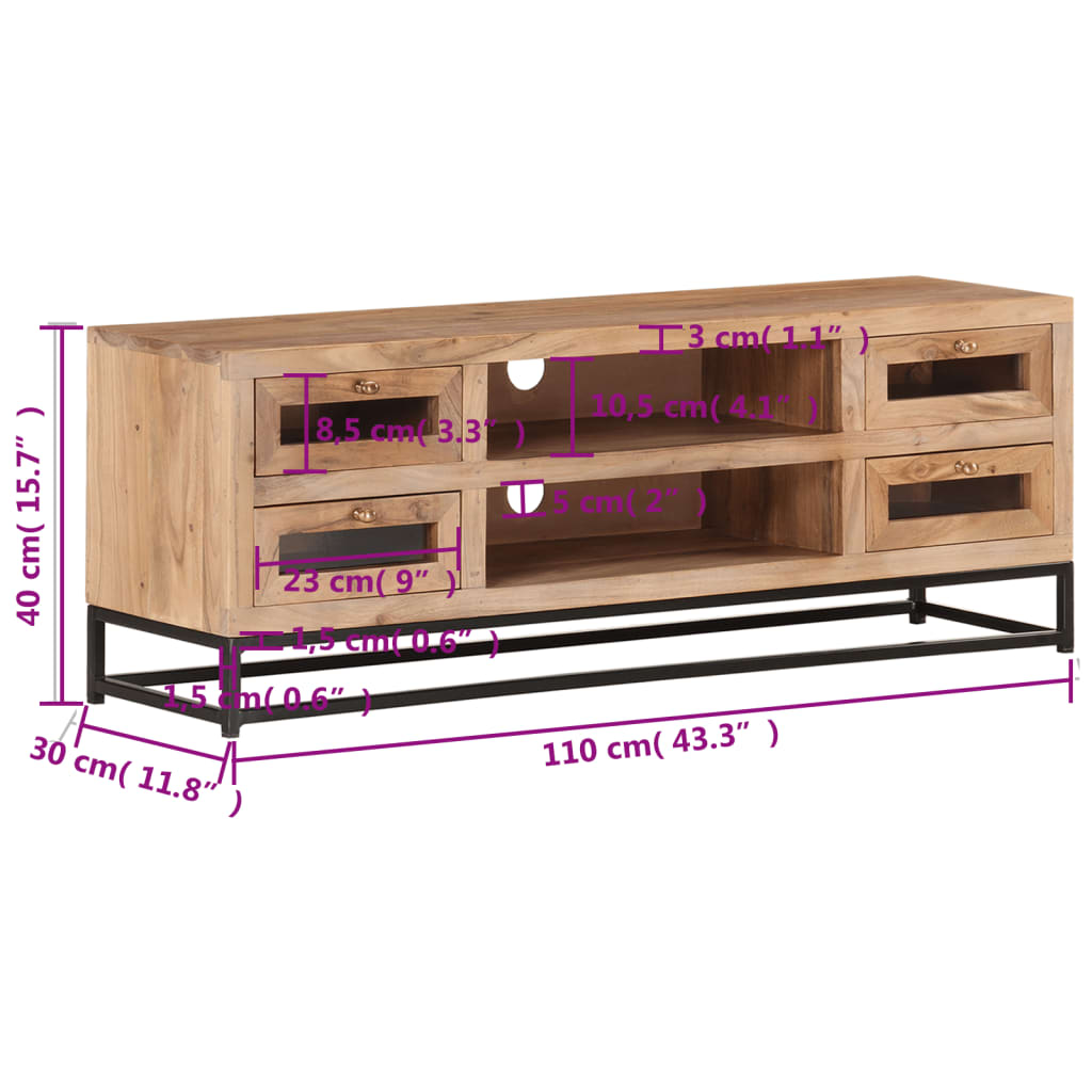 TV-Schrank 110x30x40 cm Akazie Massivholz