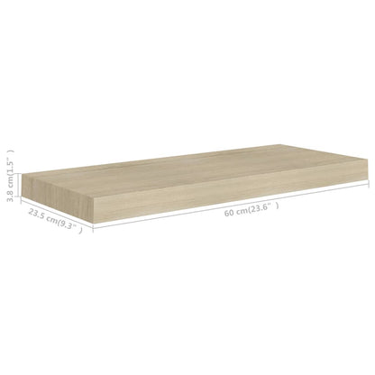 Schwebende Wandregale 2 Stk. Eichefarben 60x23,5x3,8cm MDF