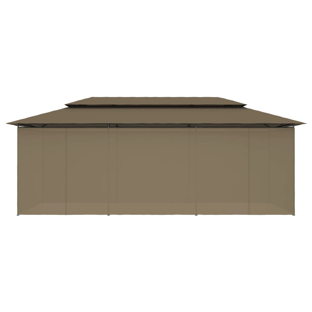 Pavillon mit Vorhängen 600x298x270 cm Taupe 180 g/m²