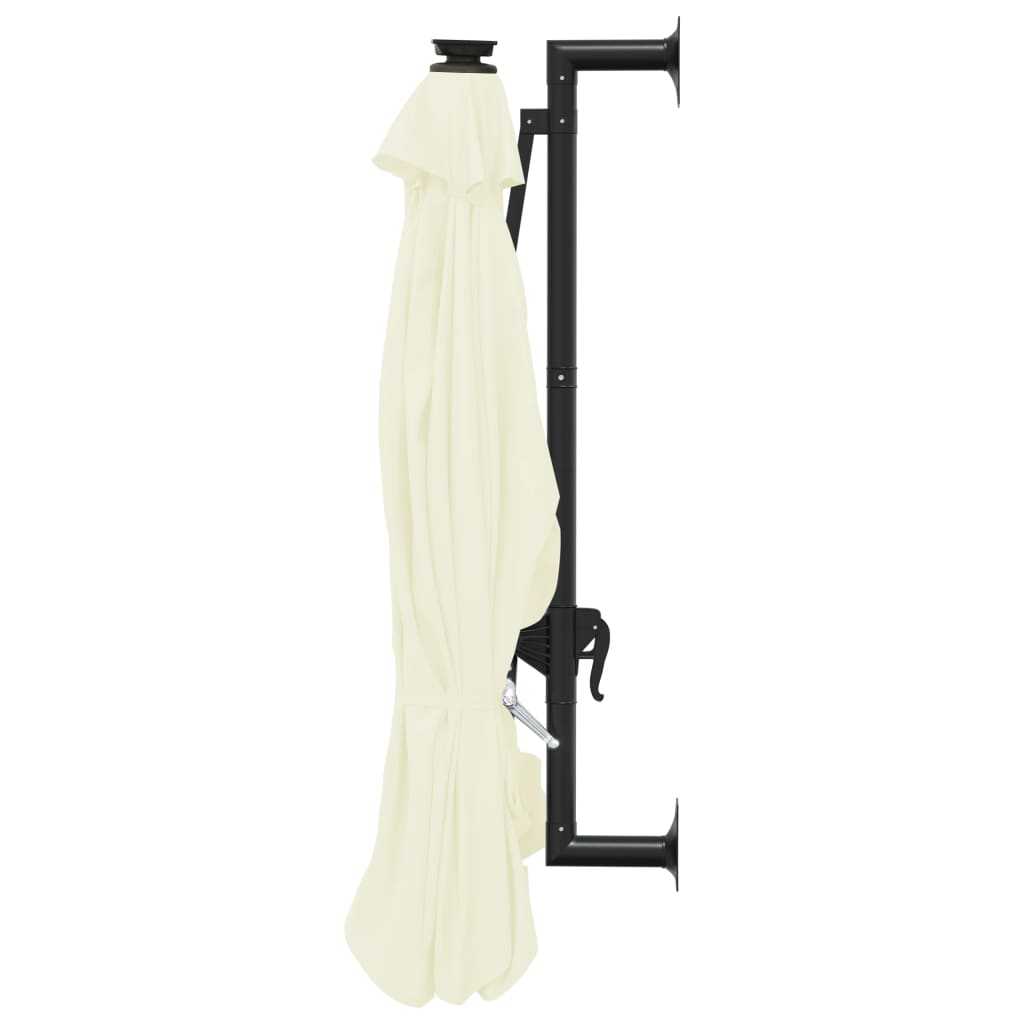 Sonnenschirm zur Wandmontage mit LEDs 300 cm Sandweiß